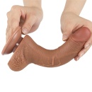 Dildo Sliding Skin Dual Layer Dong 19,5 cm brązowy - 5