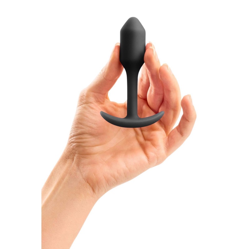 Snug Plug 1 Black - obciążony korek analny z elastyczną szyjką, 8,6 cm - 3