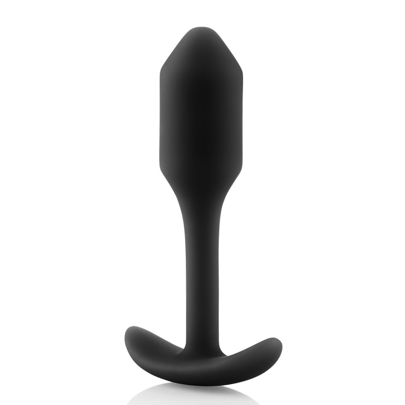 Snug Plug 1 Black - obciążony korek analny z elastyczną szyjką, 8,6 cm - 4