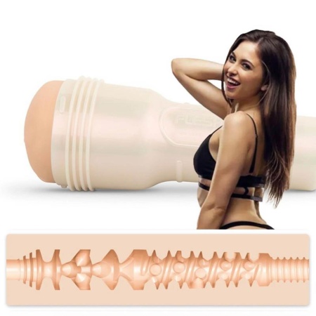 Riley Reid Utopia - anatomiczny masturbator z wymiennym rękawem SuperSkin, tekstura żeberek i wypustek, długość całkowita 25 cm - 1