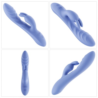 Wibrator z króliczkiem L'Allure Swirl – silikonowy, niebieski, 20,5 cm - 1