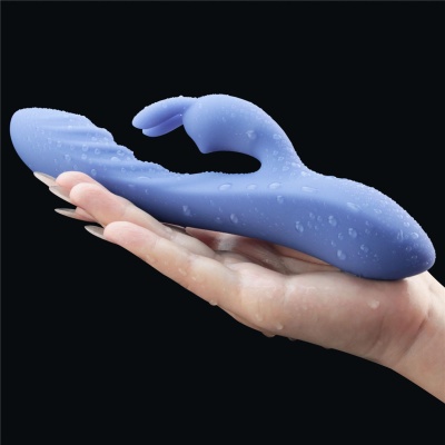 Wibrator z króliczkiem L'Allure Swirl – silikonowy, niebieski, 20,5 cm - 1 2