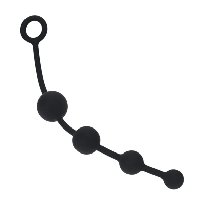 Curved Silicone Anal Beads - Black - 1