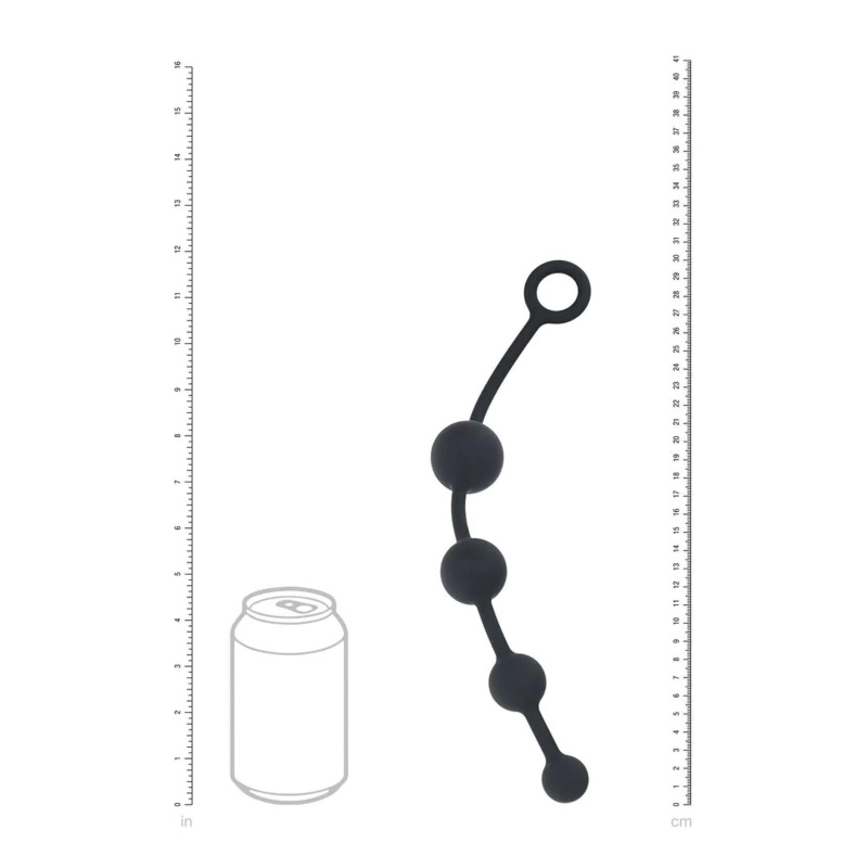 Curved Silicone Anal Beads - Black - 4