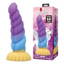 Dildo silikonowe Unicorn 22 cm z przyssawką i żebrowaną fakturą - 1