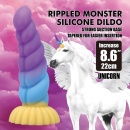 Dildo silikonowe Unicorn 22 cm z przyssawką i żebrowaną fakturą - 2
