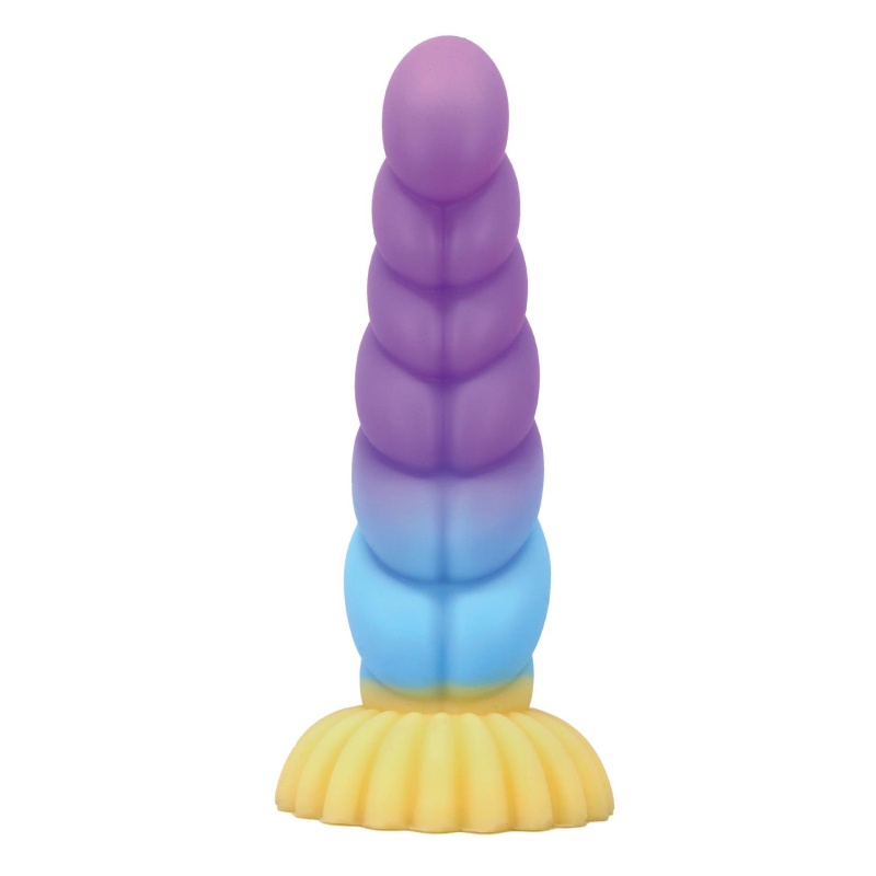 Dildo silikonowe Unicorn 22 cm z przyssawką i żebrowaną fakturą - 4
