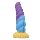 Dildo silikonowe Unicorn 22 cm z przyssawką i żebrowaną fakturą - 5