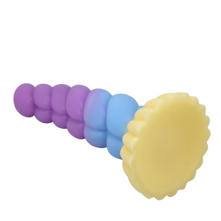 Dildo silikonowe Unicorn 22 cm z przyssawką i żebrowaną fakturą - 6
