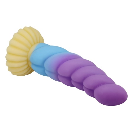 Dildo silikonowe Unicorn 22 cm z przyssawką i żebrowaną fakturą - 7