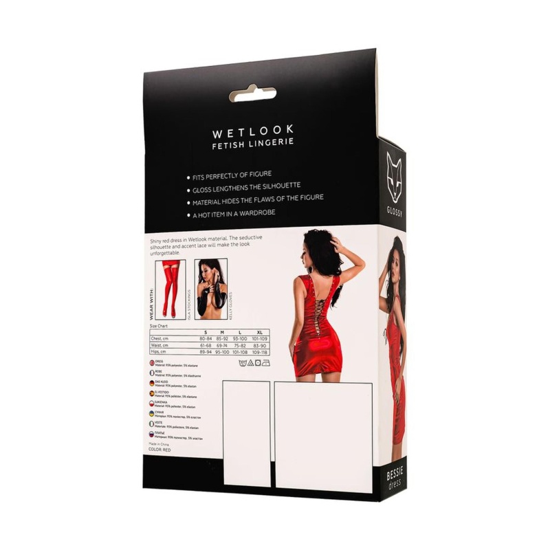 Glossy Bessie dress - red L - 8