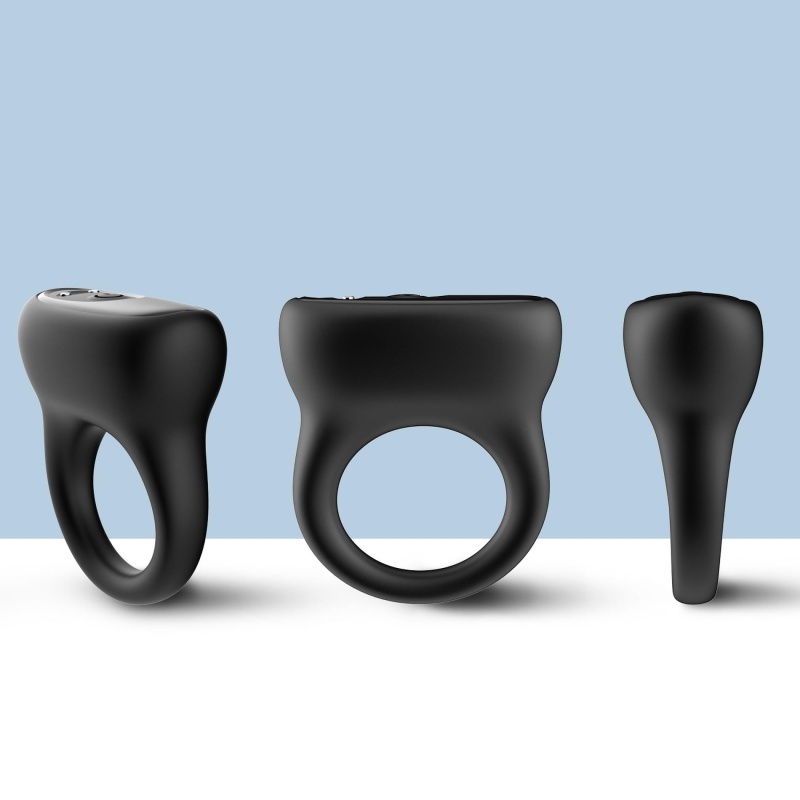 Wibrujący pierścień Oring Black - silikon medyczny, 9 programów wibracji, uniwersalny rozmiar - 3