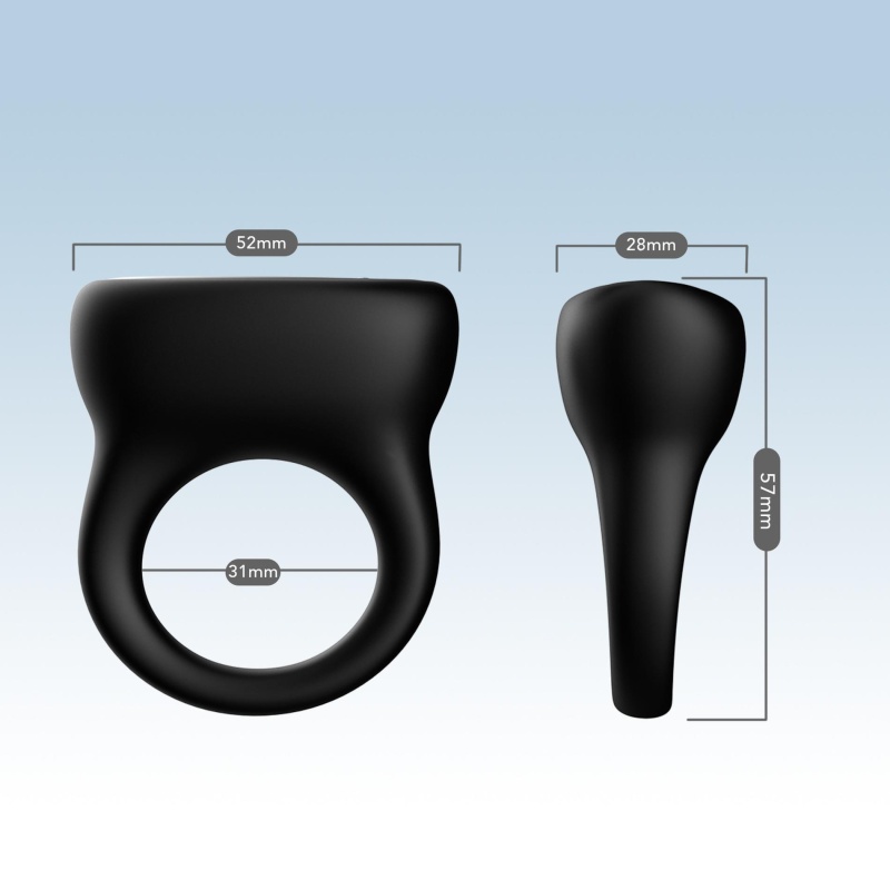 Wibrujący pierścień Oring Black - silikon medyczny, 9 programów wibracji, uniwersalny rozmiar - 5