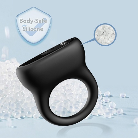 Wibrujący pierścień Oring Black - silikon medyczny, 9 programów wibracji, uniwersalny rozmiar - 6