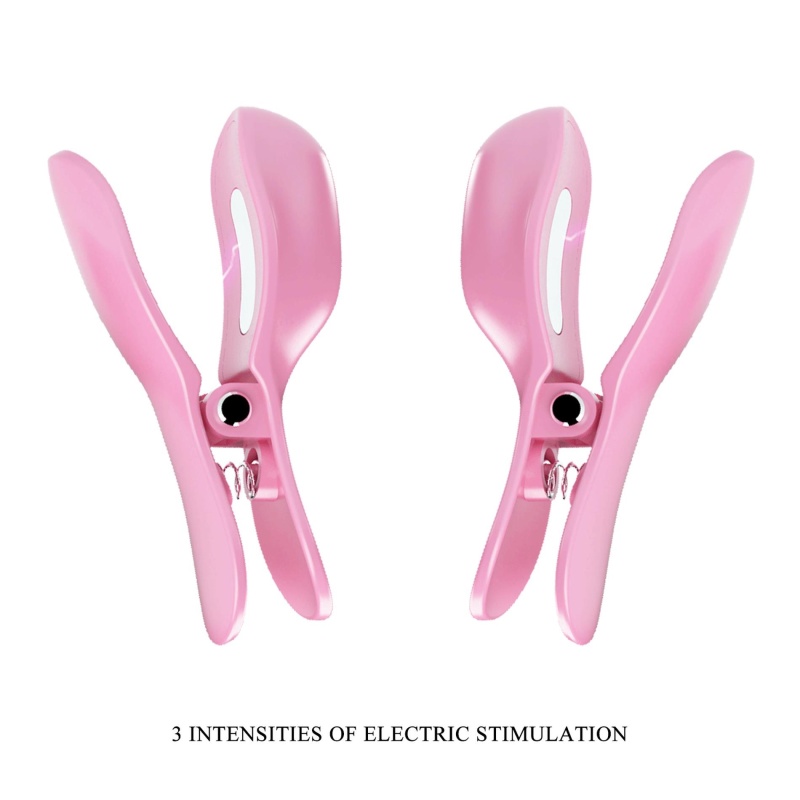 Zaciski na sutki Surprise Box Pink z elektrostymulacją i wibracjami - 11,5 cm - 4