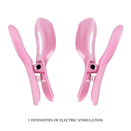 Zaciski na sutki Surprise Box Pink z elektrostymulacją i wibracjami - 11,5 cm - 4
