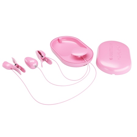 Zaciski na sutki Surprise Box Pink z elektrostymulacją i wibracjami - 11,5 cm - 8