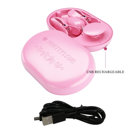 Zaciski na sutki Surprise Box Pink z elektrostymulacją i wibracjami - 11,5 cm - 11