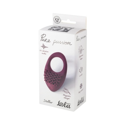 Rechargeable Vibro cockring Pure Passion Stellar Wine Red - 1