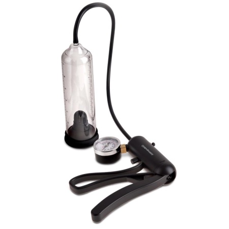 Pompa penisowa PW Pro-Gauge Power Pump Clear z rękojeścią nożycową, manometrem i zaworem ciśnieniowym, długość całkowita 21,6 cm - 3