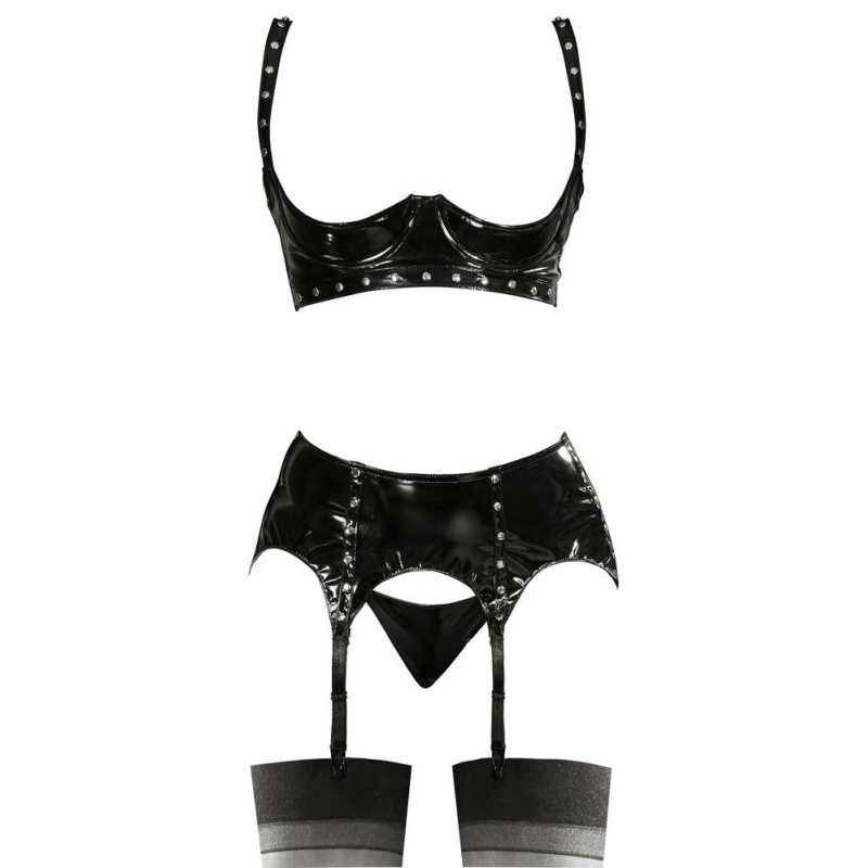 Vinyl Shelf Bra Set L - 7