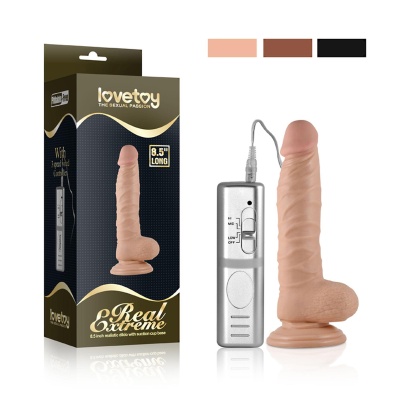 Wibrator dildo Real Extreme 21 cm z przyssawką i 3 prędkościami - 1 2