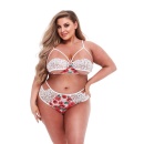 WHITE FLORAL & LACE BRA SET, XL - 1