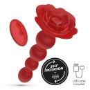 Plug analny Rosaline z rotacją i wibracją - 19 cm, czerwony silikon - 2