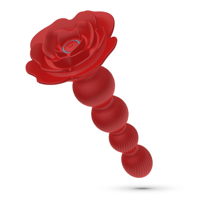 Plug analny Rosaline z rotacją i wibracją - 19 cm, czerwony silikon - 3