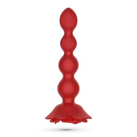 Plug analny Rosaline z rotacją i wibracją - 19 cm, czerwony silikon - 5