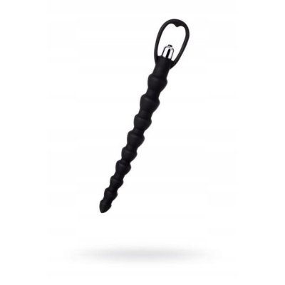 Analny łańcuszek wibracyjny z silikonu medycznego z elastycznym rdzeniem, czarny, długość 32,7 cm - 1 2