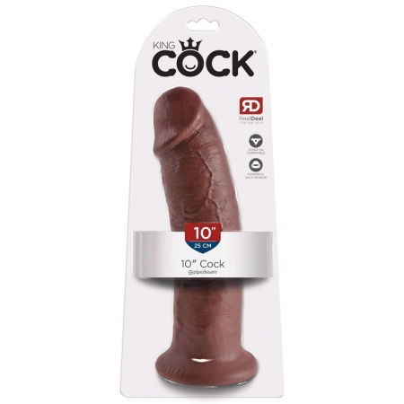 King Cock 10" Brown – realistyczne dildo z podstawą ssącą i anatomiczną fakturą, 25,4 cm - 1