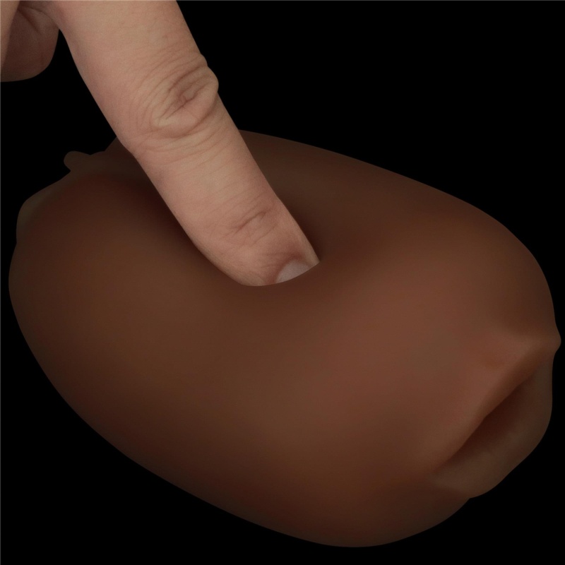 Dwustronny masturbator Slider – usta i pochwa 6,2x10,3 cm brązowy - 4