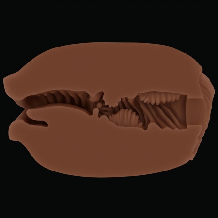 Dwustronny masturbator Slider – usta i pochwa 6,2x10,3 cm brązowy - 8