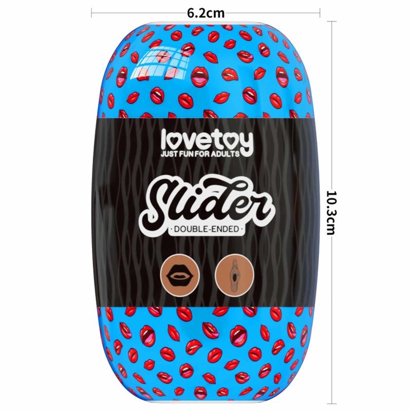 Dwustronny masturbator Slider – usta i pochwa 6,2x10,3 cm brązowy - 18