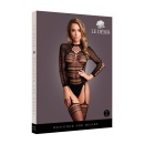 Bodystocking with Long Sleeves and Short Turtleneck - OS - Black - 3