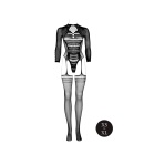 Bodystocking with Long Sleeves and Short Turtleneck - OS - Black - 5