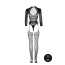 Bodystocking with Long Sleeves and Short Turtleneck - OS - Black - 6