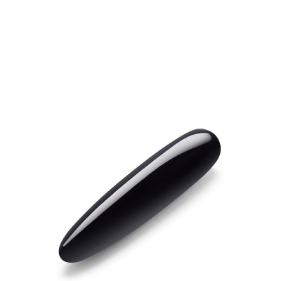 Crystal Slim Wand Black Obsidian - smukły kryształowy masażer z zaokrąglonym czubkiem i pierścieniem silikonowym, 17,78 cm - 1 2