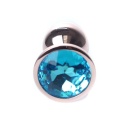 Korek analny biżuteryjny Jewellery Red Gold Light Blue - stal nierdzewna, kształt bulwiasty, 7 cm x 2,7 cm - 1