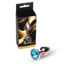 Korek analny biżuteryjny Jewellery Red Gold Light Blue - stal nierdzewna, kształt bulwiasty, 7 cm x 2,7 cm - 7