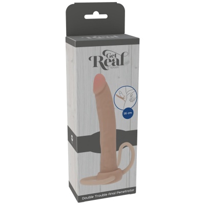 Dildo analne Double Trouble, 16 cm, z podwójnym trzonem - 1