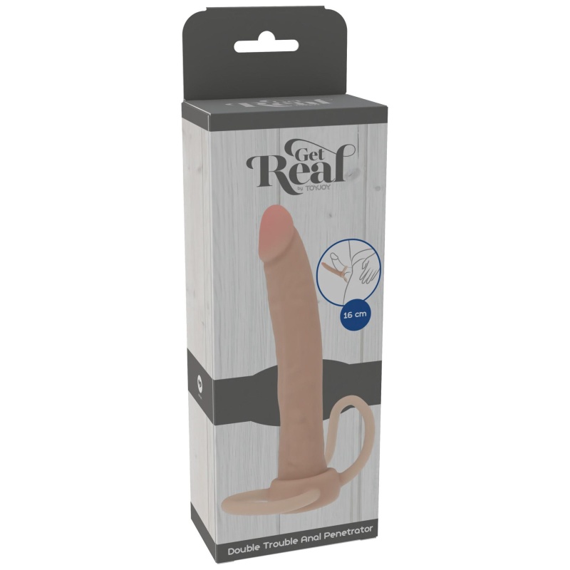 Dildo analne Double Trouble, 16 cm, z podwójnym trzonem - 1