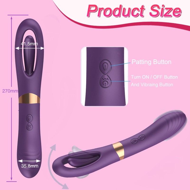 Wibrator Flicking Dual G-Spot z podwójnym silnikiem i ruchomym języczkiem stymulującym - 8