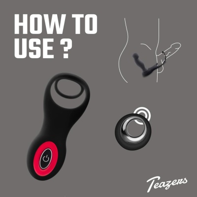 Teazers Cock & Ball Ring Prostate Vibrator with Remote Control - 1 2