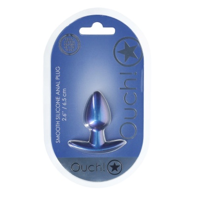 Smooth Silicone Anal Plug - Small - 2.6 / 6,5 cm - Metallic Blue - 1 2
