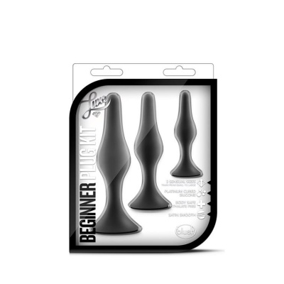 Zestaw korków analnych Beginner Plug Kit - 3 stopniowane rozmiary, silikon platynowy, podstawa stabilizująca - 1