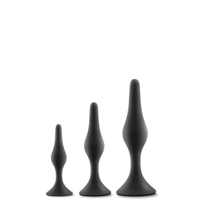 Zestaw korków analnych Beginner Plug Kit - 3 stopniowane rozmiary, silikon platynowy, podstawa stabilizująca - 1 2