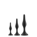 Zestaw korków analnych Beginner Plug Kit, czarny - 3 stopniowane rozmiary, silikon platynowy, szeroka podstawa stabilizująca, 8, - 2