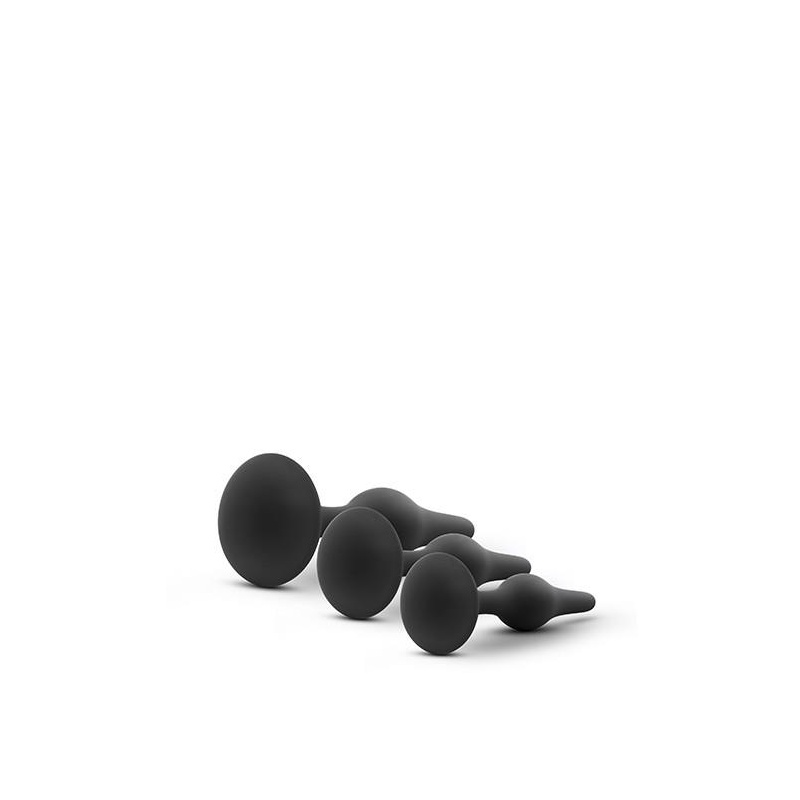 Zestaw korków analnych Beginner Plug Kit, czarny - 3 stopniowane rozmiary, silikon platynowy, szeroka podstawa stabilizująca, 8, - 4